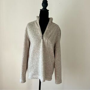Telluride 1/4 Zip Mock-Neck Pullover Sweater in Oatmeal Unisex Medium
